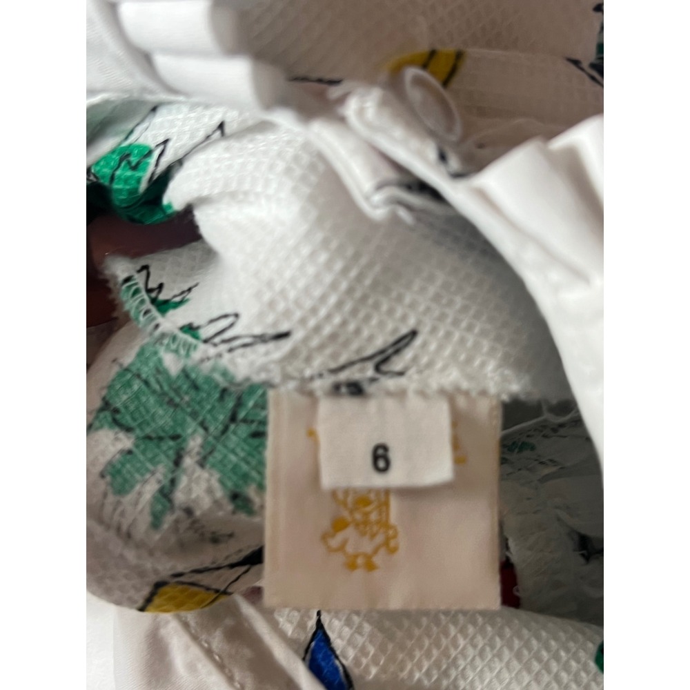 Just Ducky Vintage Girls Dress Size 6 White Seersucker Nautical Sailboat Palm - Picture 5 of 6